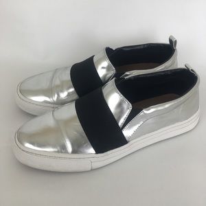 Zara Trafaluc slide sneakers silver metallic 39